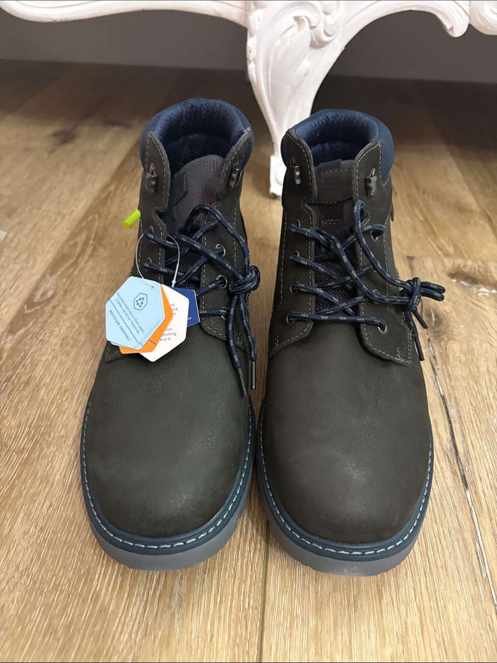 Nunn Bush Men's Dark Charcoal Chukka Boots with Blue Accents